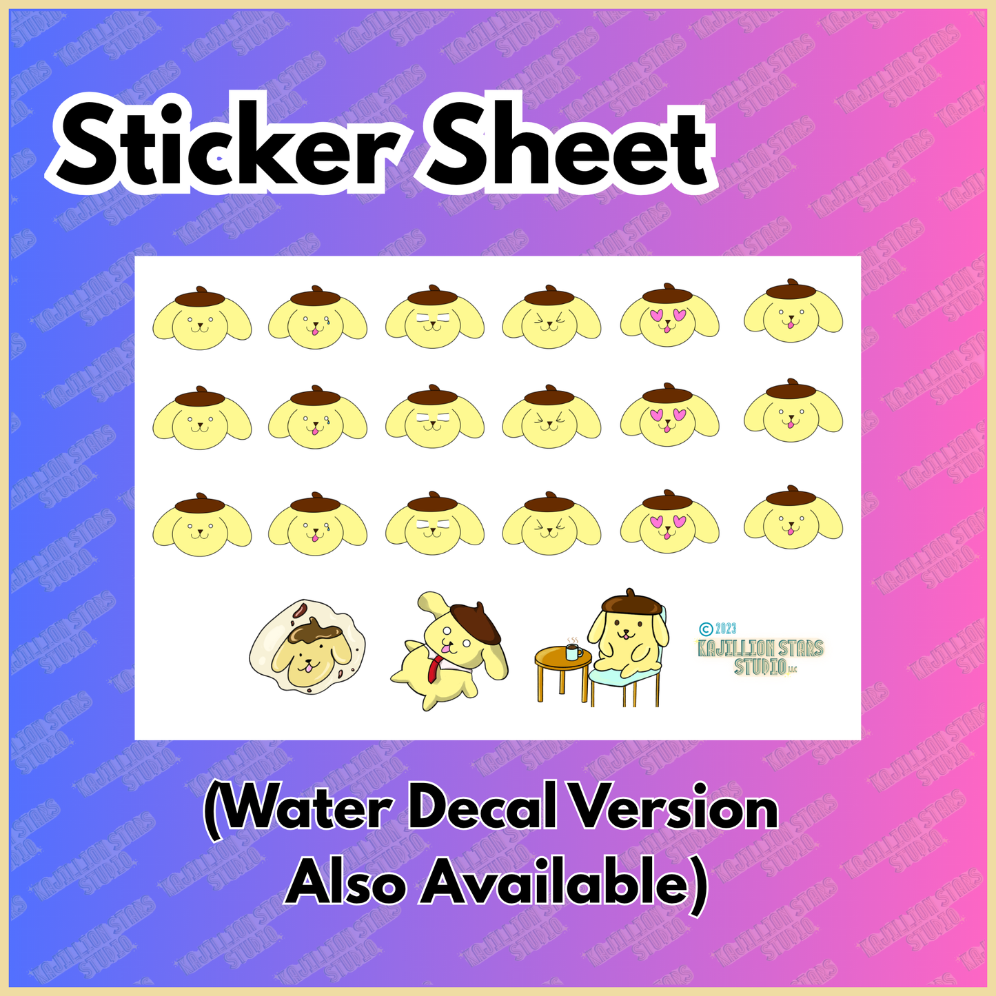 Pompompurin emote Sticker Sheets