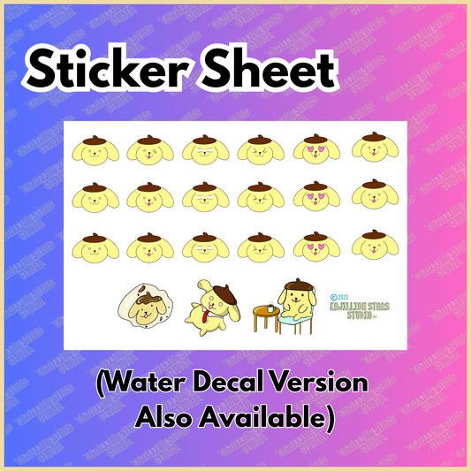 Pompompurin emote Sticker Sheets